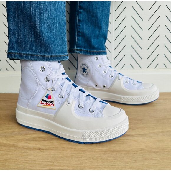 ❤️❤️Converse Chuck Taylor All Star Construct Sz 7 Women Shoes White Blue A06773C - Picture 1 of 13